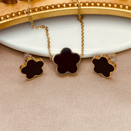Black Flower Set - Luzy JewelryEarrings, necklaceLuzy JewelryBlack Flower Set - Luzy JewelryEarrings, necklaceLuzy JewelryBlack Flower Setblack onyxearringflower1black onyxflowermatch1